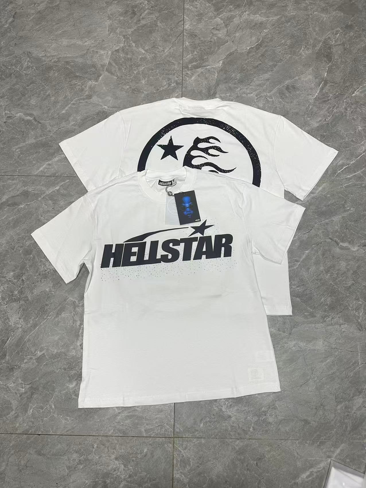 Hellstar Star Flame Rhinestone-Style Graphic T-Shirt — context