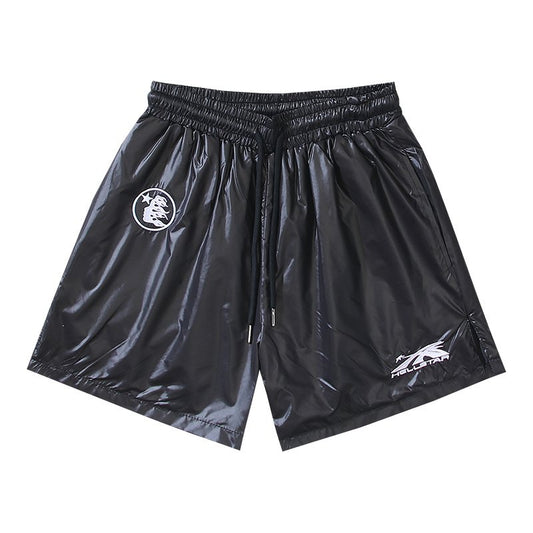 Hellstar Black Embroidered Graphic Shorts — hero