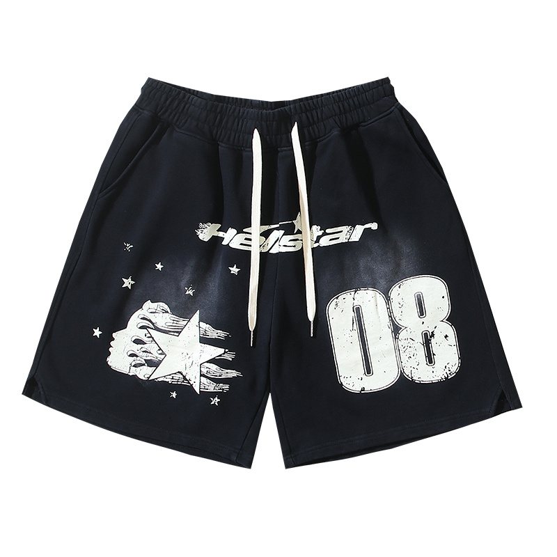 Hellstar Washed Black 08 Graphic Shorts — hero