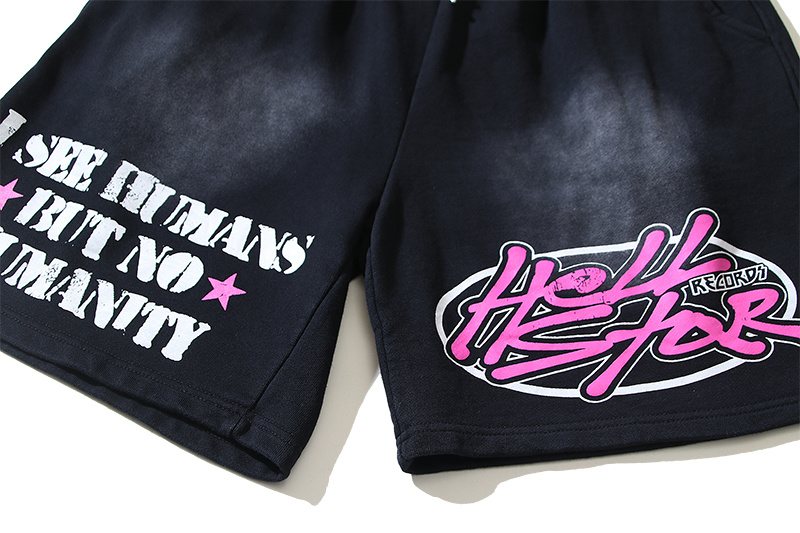 Hellstar Washed Black Records Graphic Shorts — detail