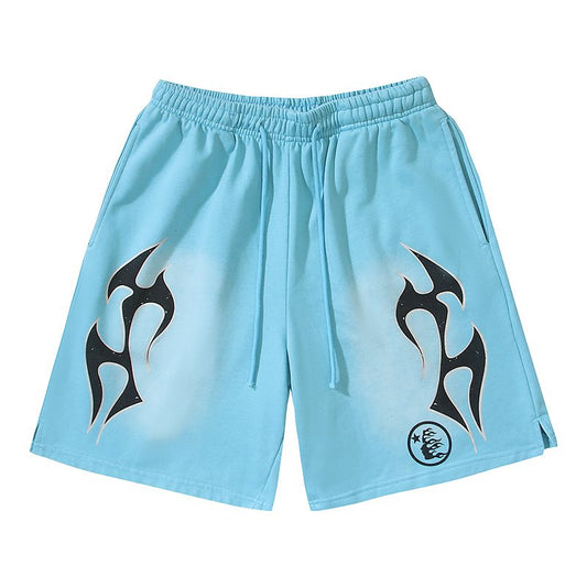 Hellstar Light Blue Washed Graphic Shorts — hero
