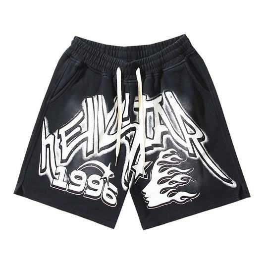 Hellstar Washed Black Graphic Shorts — hero