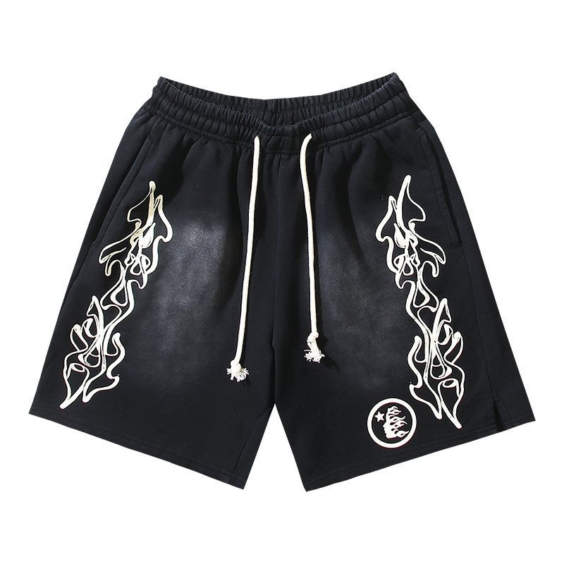 Hellstar Washed Splatter Flame Graphic Shorts — hero