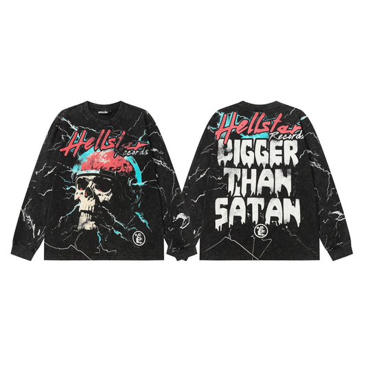 Hellstar Bigger Than Satan Skull Graphic Long-Sleeve T-Shirt — hero