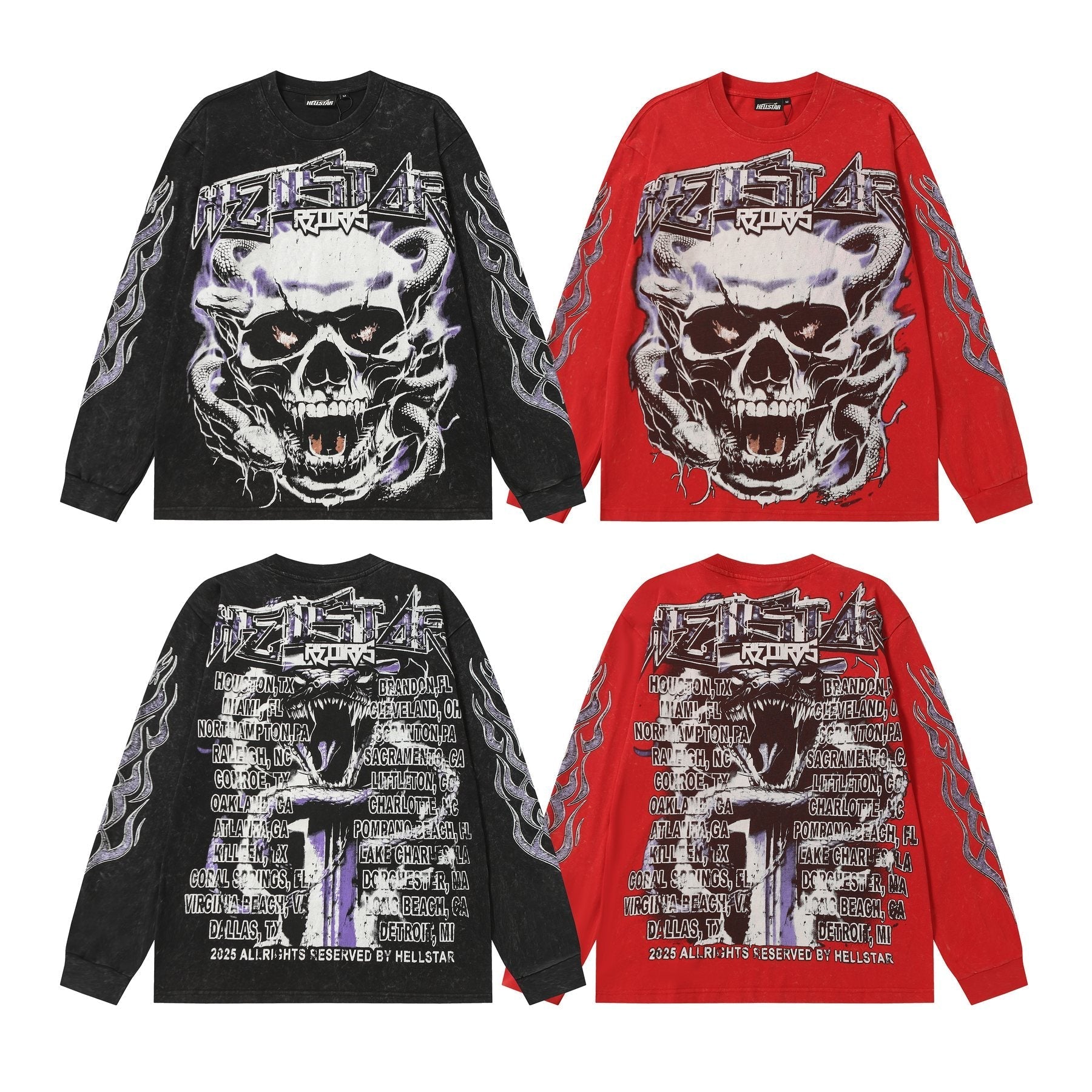 Hellstar Skull & Flame Graphic Long-Sleeve T-Shirt — comparison