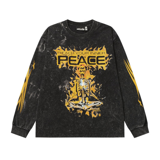 Hellstar Washed Black Graphic Long-Sleeve T-Shirt — hero