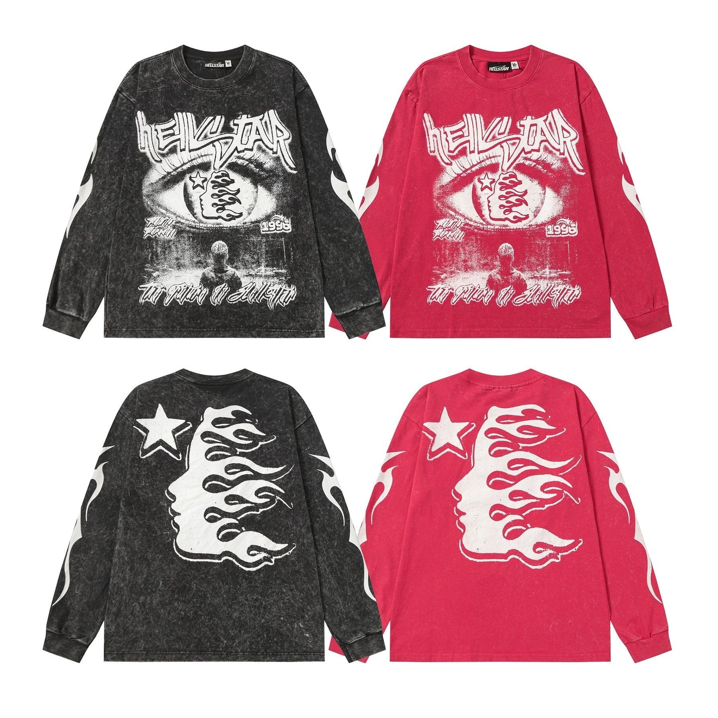 Hellstar Eye & Flame Graphic Long-Sleeve T-Shirt — comparison