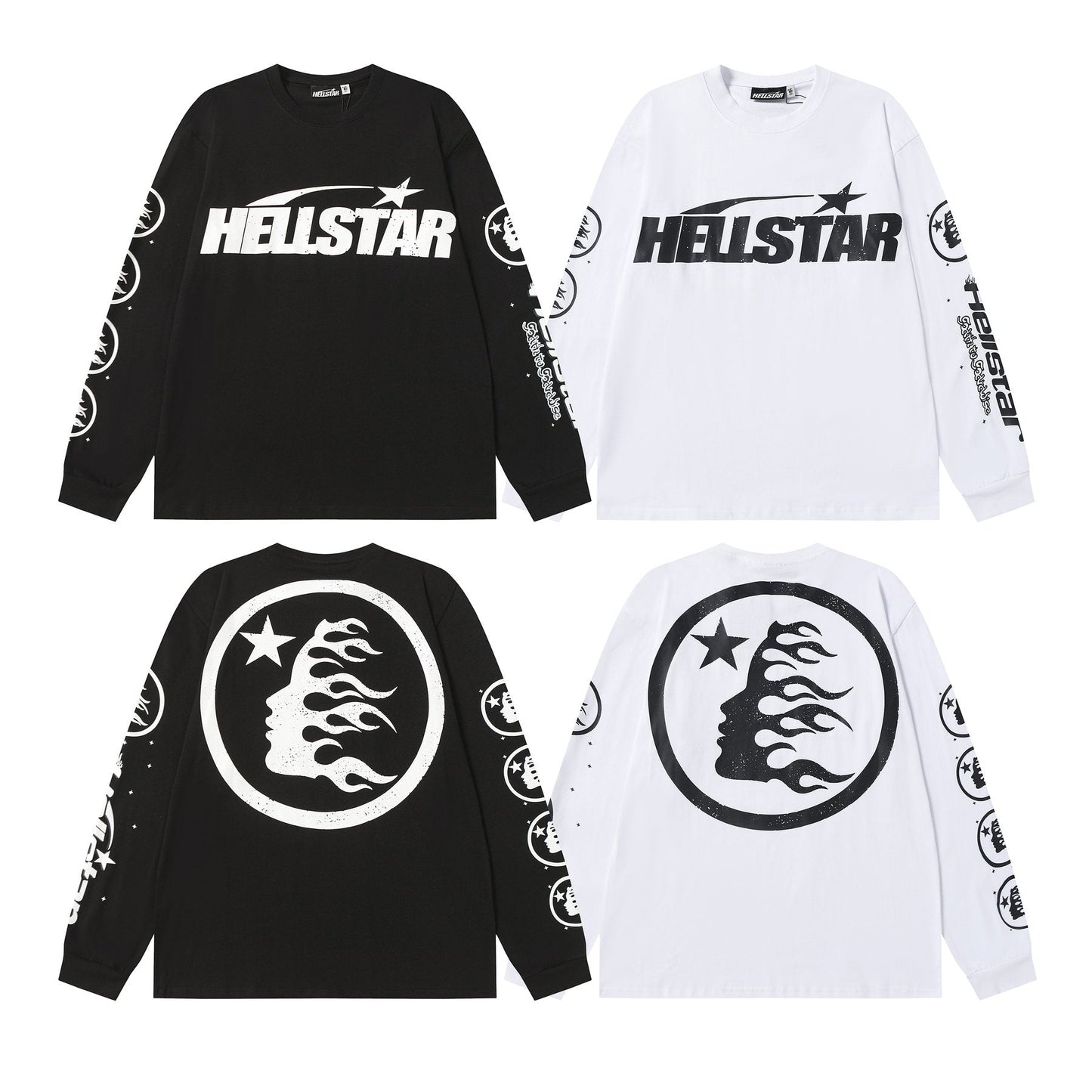 Hellstar Flaming Head Graphic Long-Sleeve T-Shirt — comparison