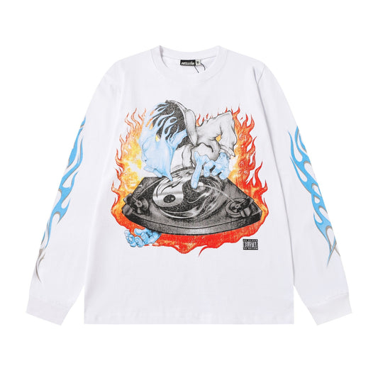 Hellstar Flame Turntable Graphic Long-Sleeve T-Shirt — hero