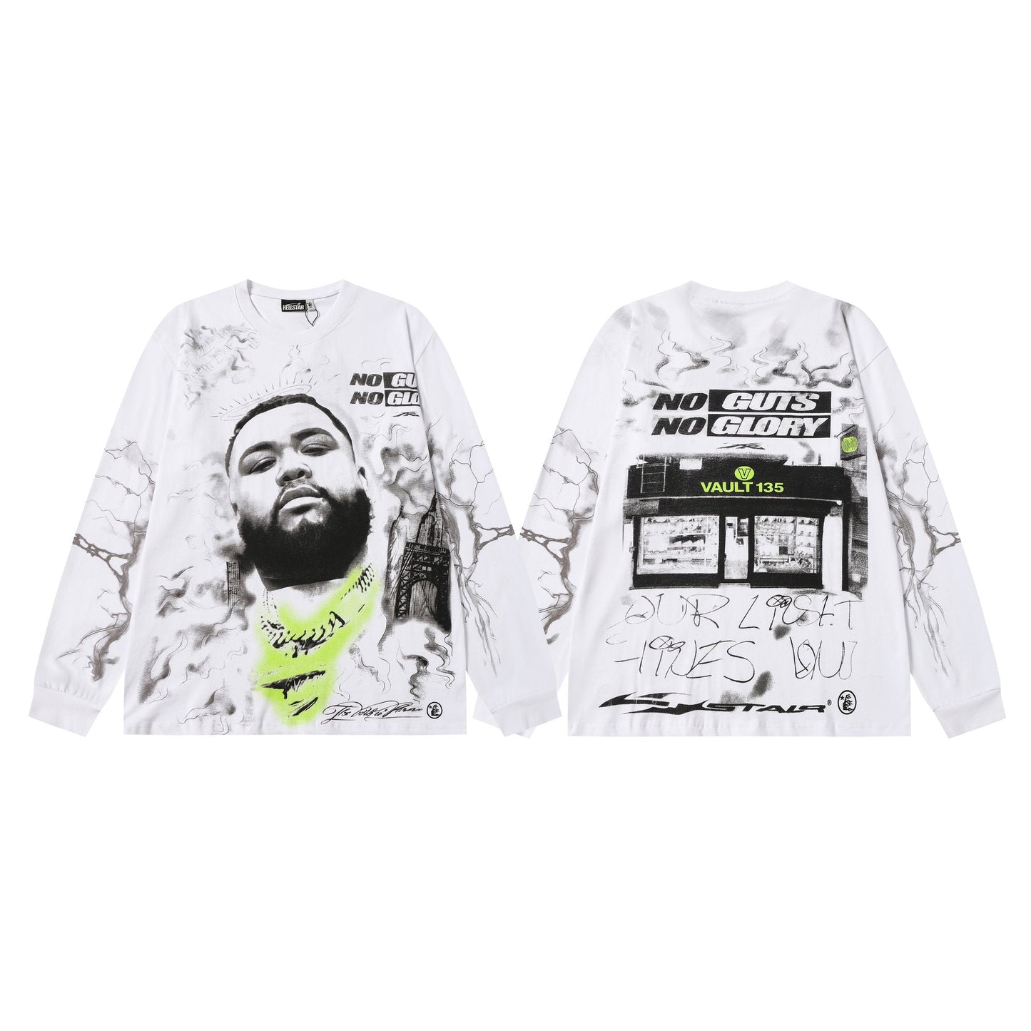 Hellstar White Graphic Long-Sleeve T-Shirt — hero