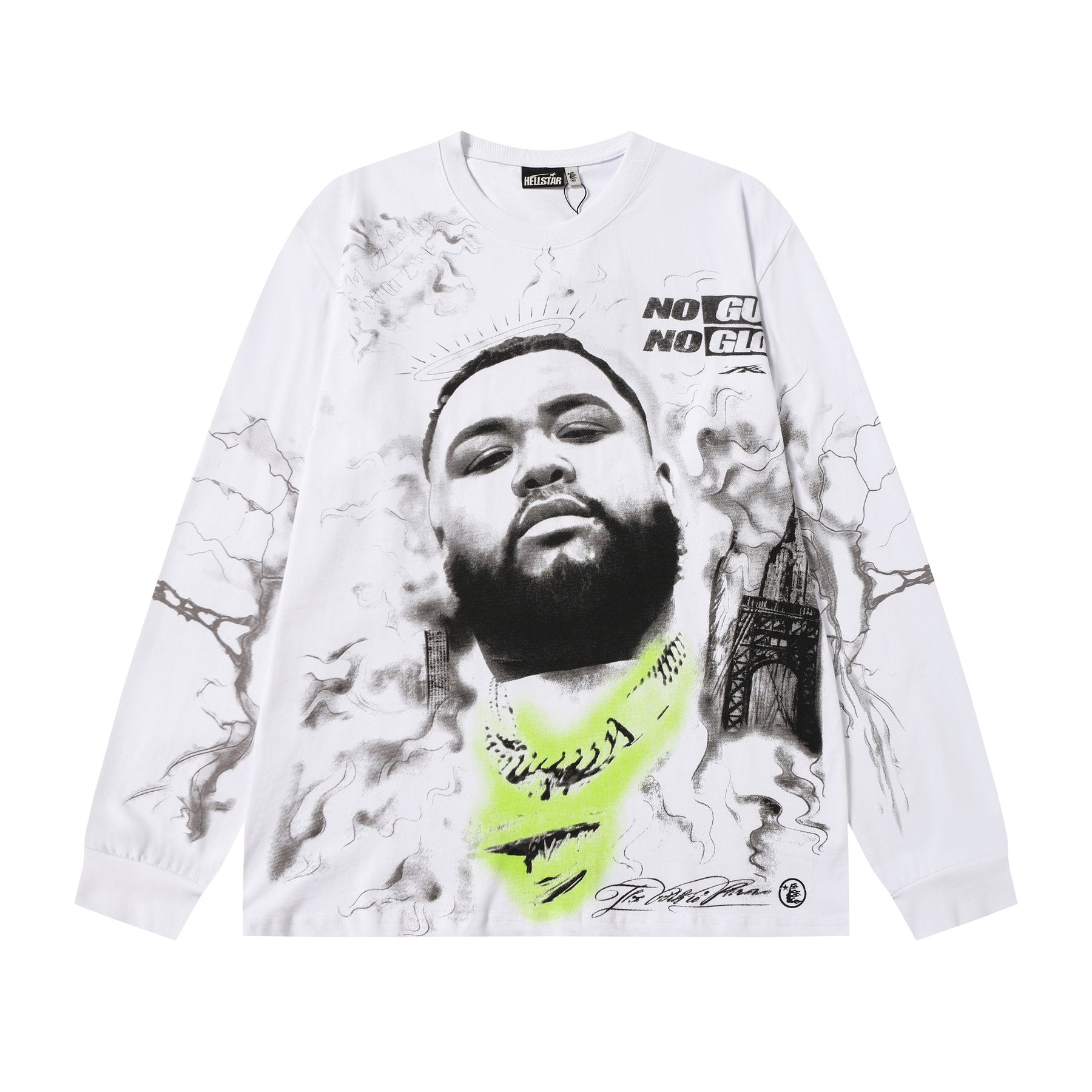 Hellstar White Graphic Long-Sleeve T-Shirt — front