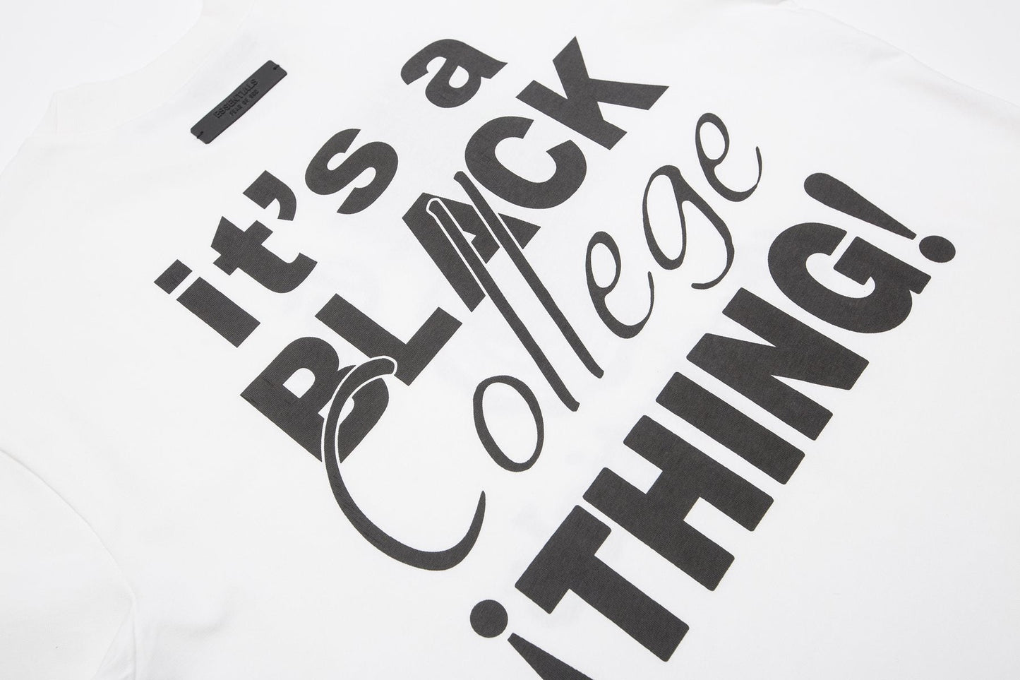 Fear of God Essentials Black College Graphic T-Shirt — detail