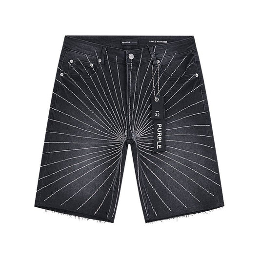 Purple Brand Rhinestone Sunburst Denim Shorts — hero