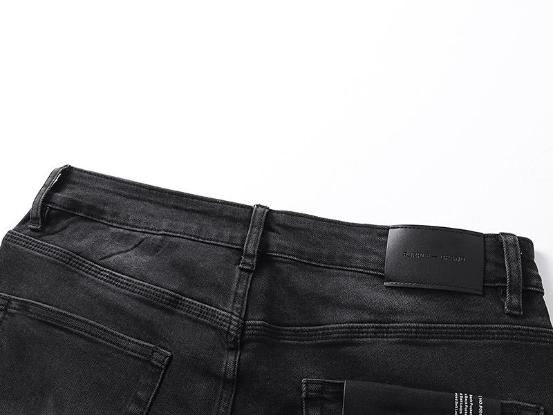 Purple Brand Rhinestone Sunburst Denim Shorts — detail