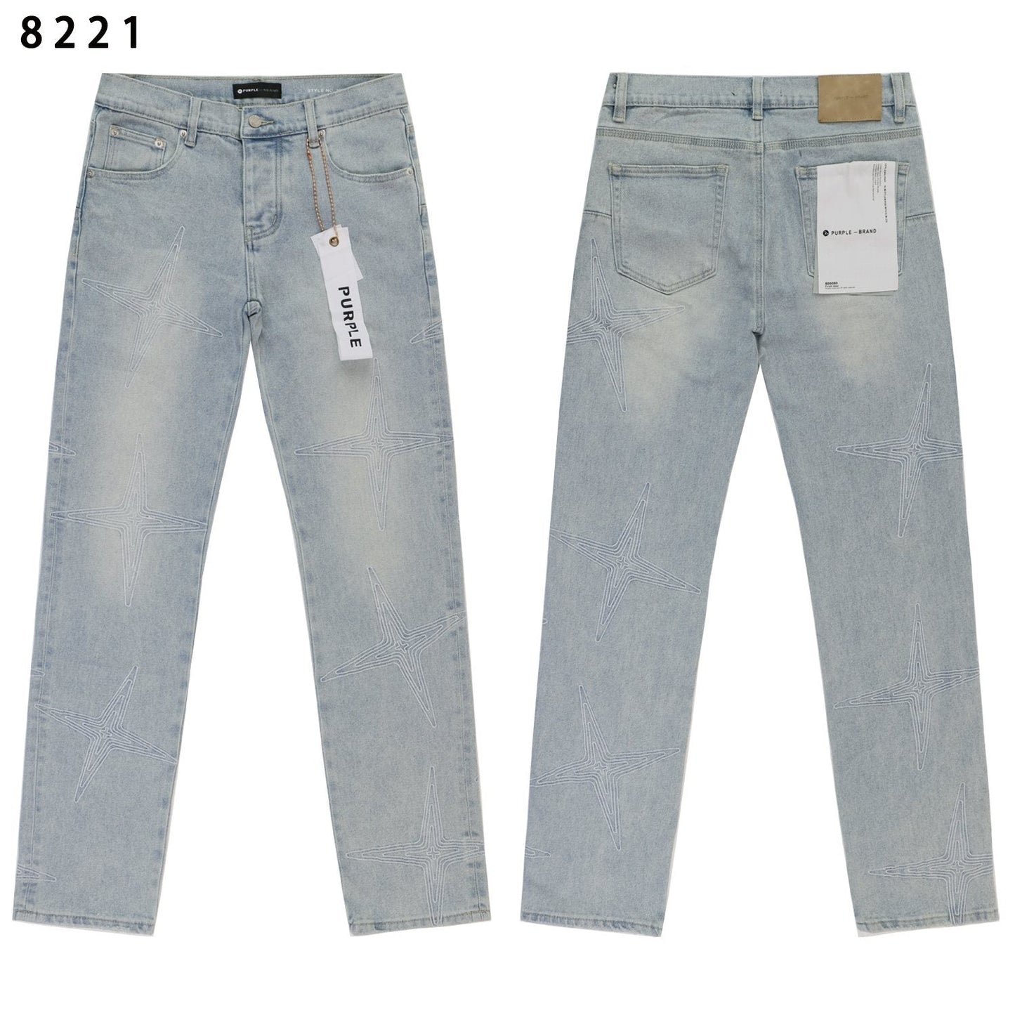 Purple Brand Star Embroidered Washed Jeans — hero