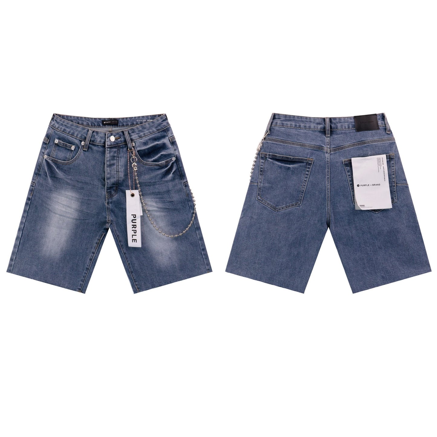 Purple Brand Chain Detail Denim Shorts — comparison