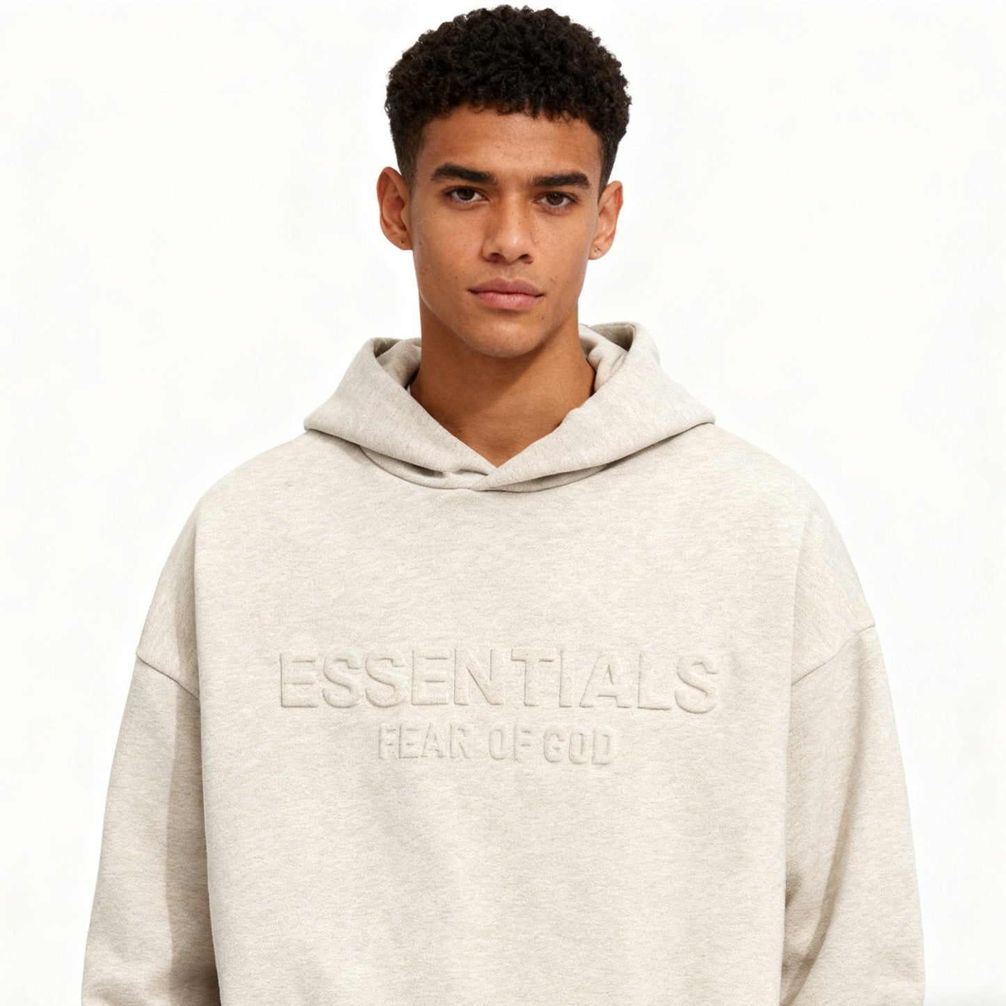 Fear of God Essentials Tonal Logo Light Grey Hoodie — front