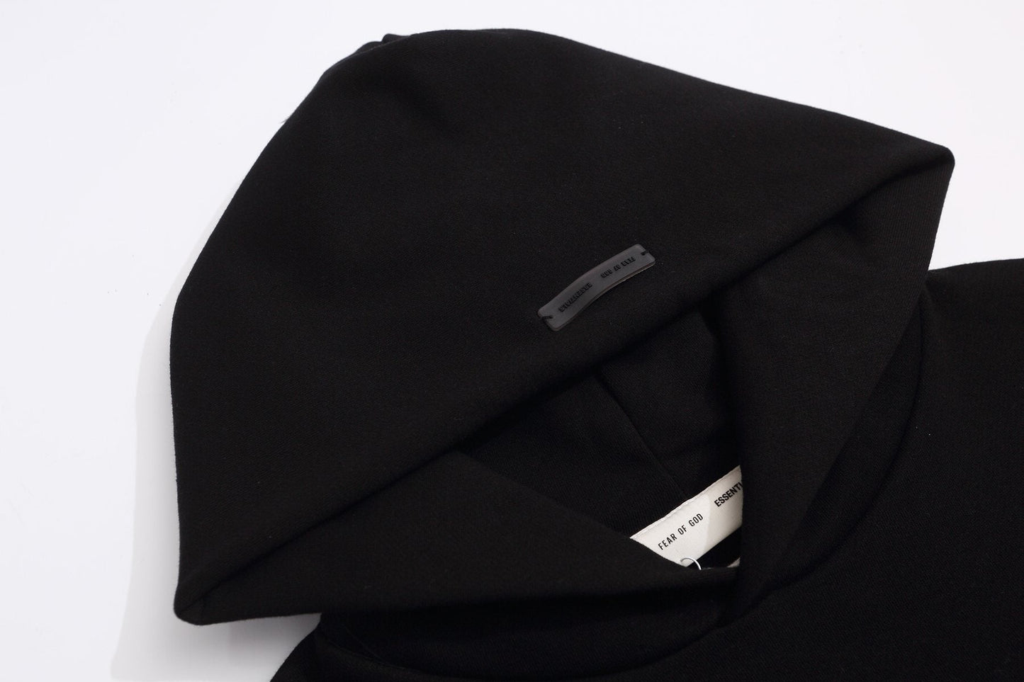 Fear of God Essentials Black Front Graphic Hoodie — detail