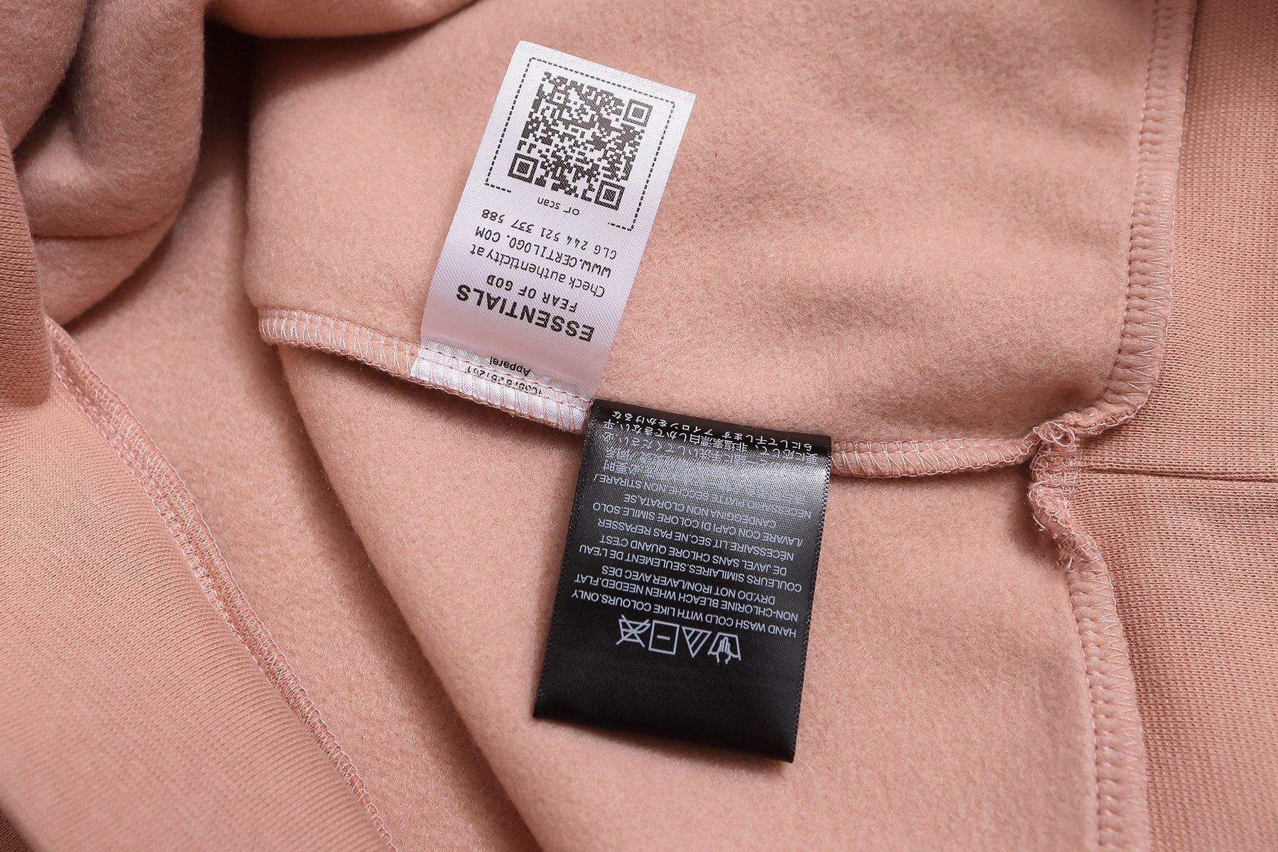 Fear of God Essentials Dusty Pink Hoodie & Pants Matching Set — neck_label