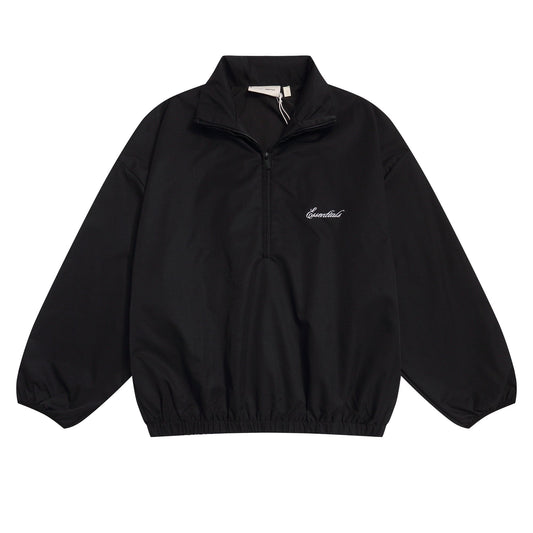 Essentials Black Half-Zip Windbreaker Jacket — hero