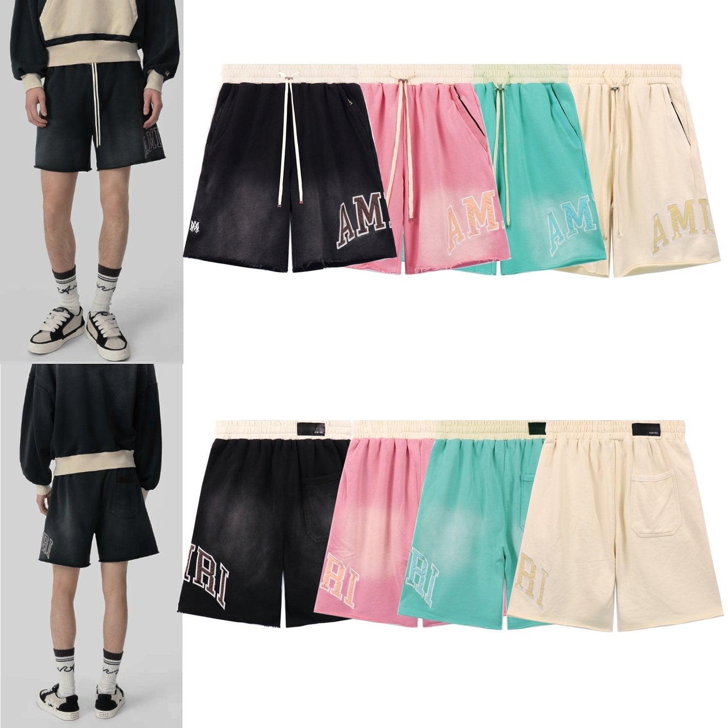 AMIRI Vintage Collegiate Graphic Shorts — comparison