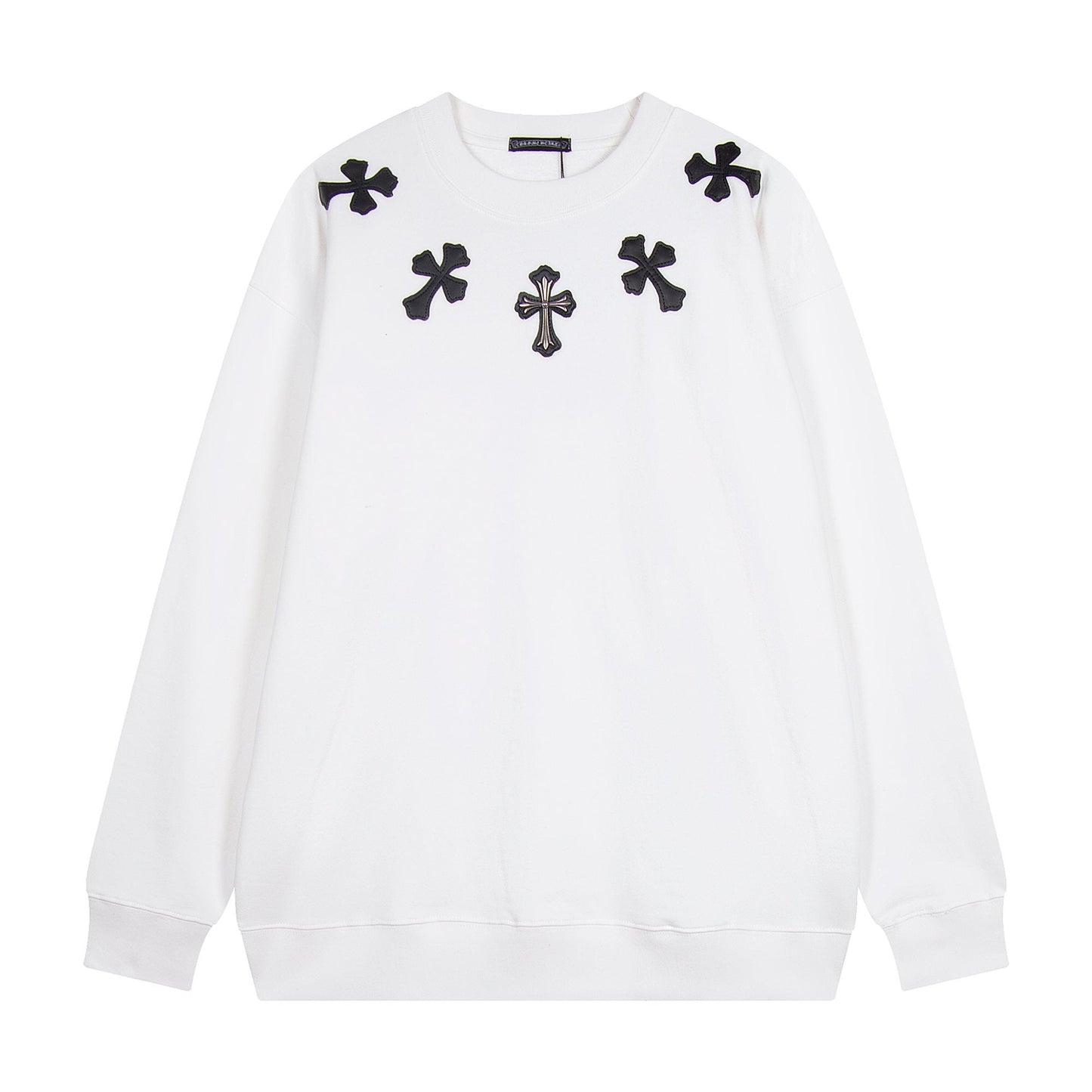 Chrome Hearts Leather Cross Metal Detail Crewneck Sweatshirt — hero