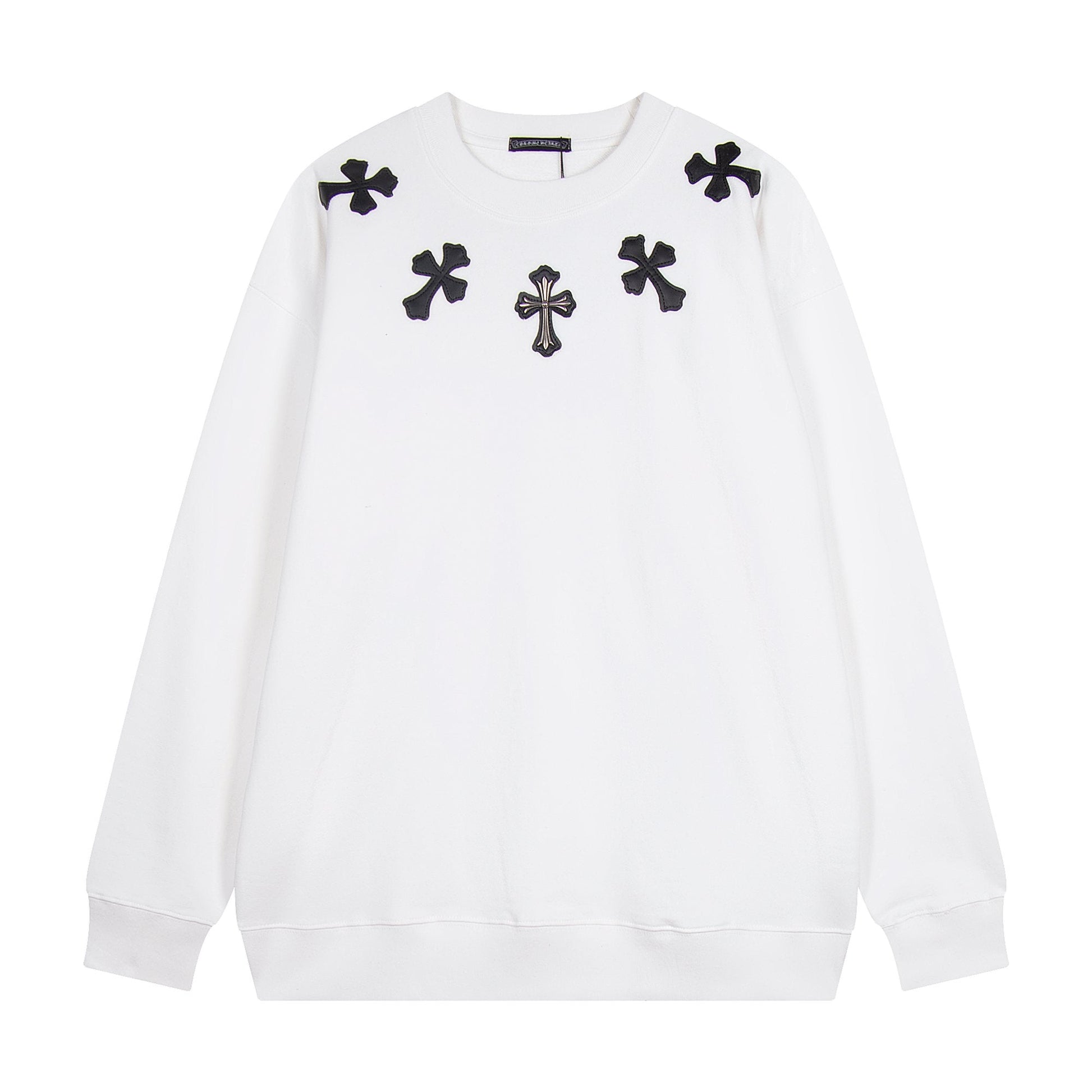 Chrome Hearts Leather Cross Metal Detail Crewneck Sweatshirt — hero