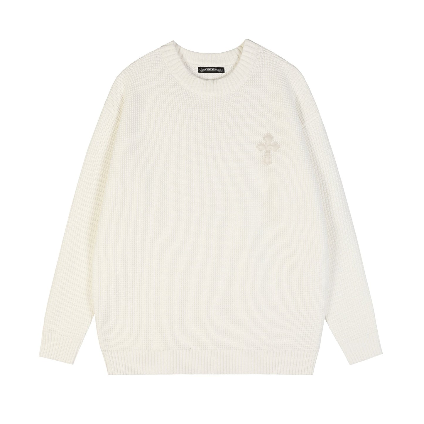 Chrome Hearts Slogan Patch Waffle Knit Crewneck Sweater — hero