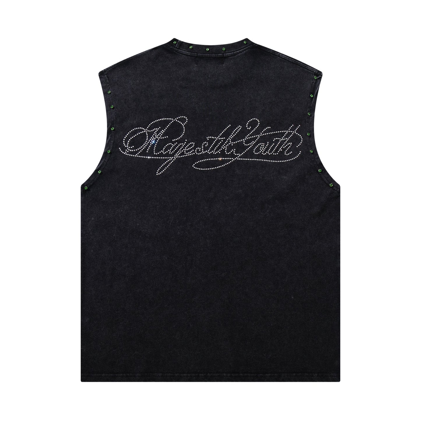MAJESTIK Rhinestone Graphic Sleeveless T-Shirt — back
