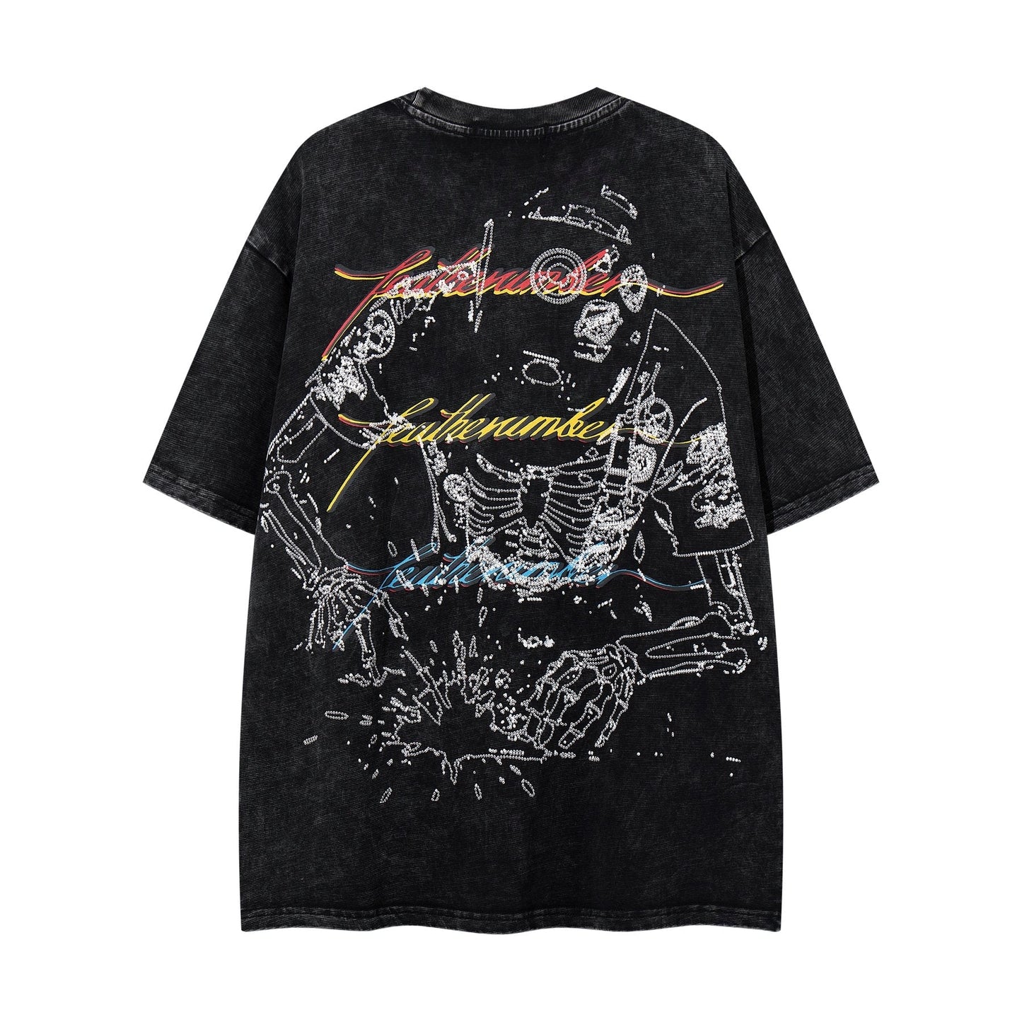 MAJESTIK Robot & Skeleton Graphic T-Shirt — back