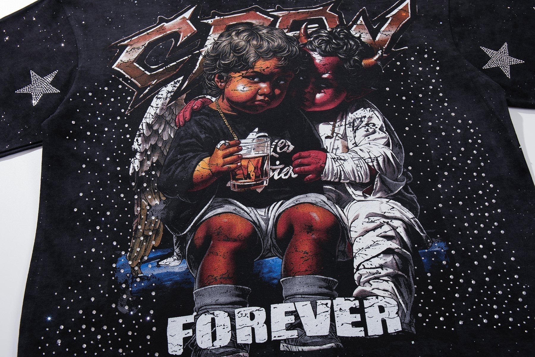 BKYS Revival Rhinestone Star Portrait Graphic T-Shirt — detail