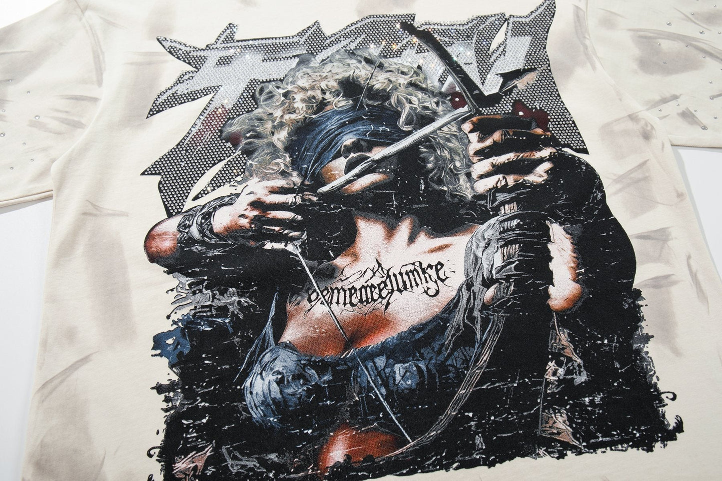 BKYS Revival Rhinestone Portrait Graphic T-Shirt — detail