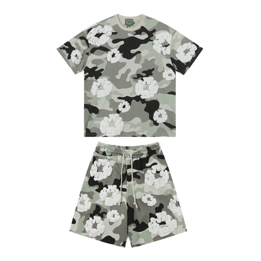 DENIM TEARS Floral Camo T-Shirt & Shorts Set — hero