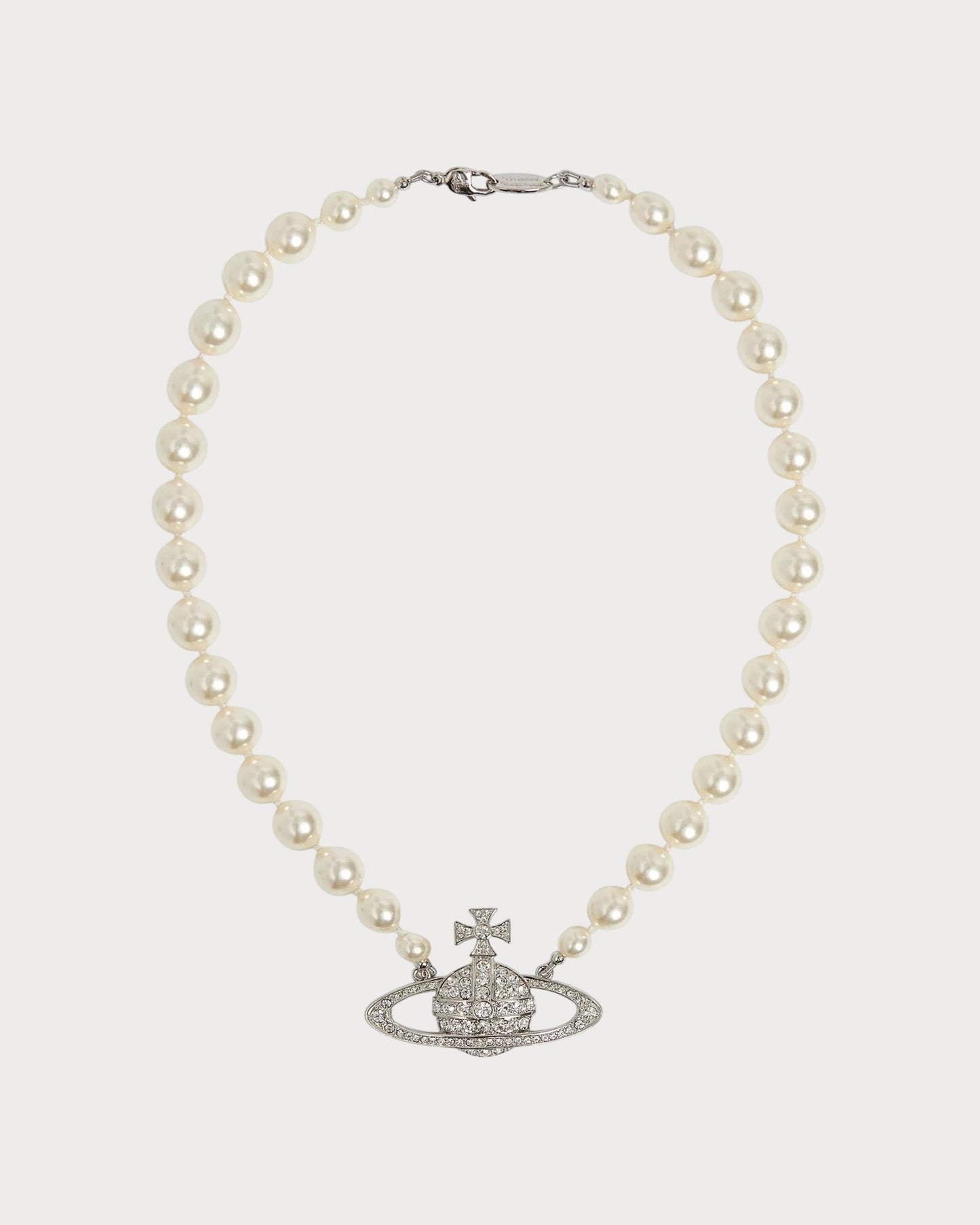 VIVIENNE WESTWOOD Bas Relief Silver-Tone Brass, Pearl and Swarovski Crystal Necklace(2 Colors)