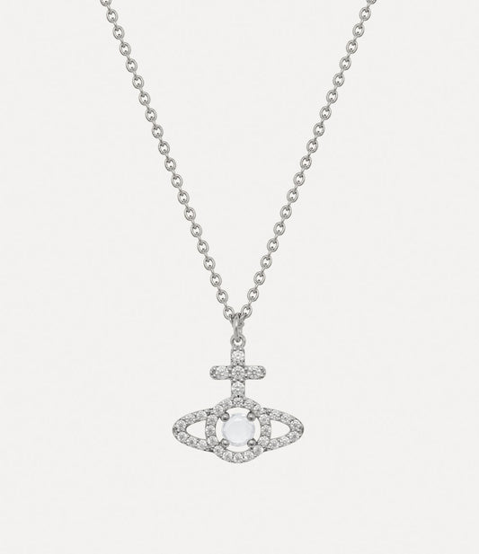 VIVIENNE WESTWOOD Olympia Cubic Zirconia Pendant Necklace Brass(Silver)