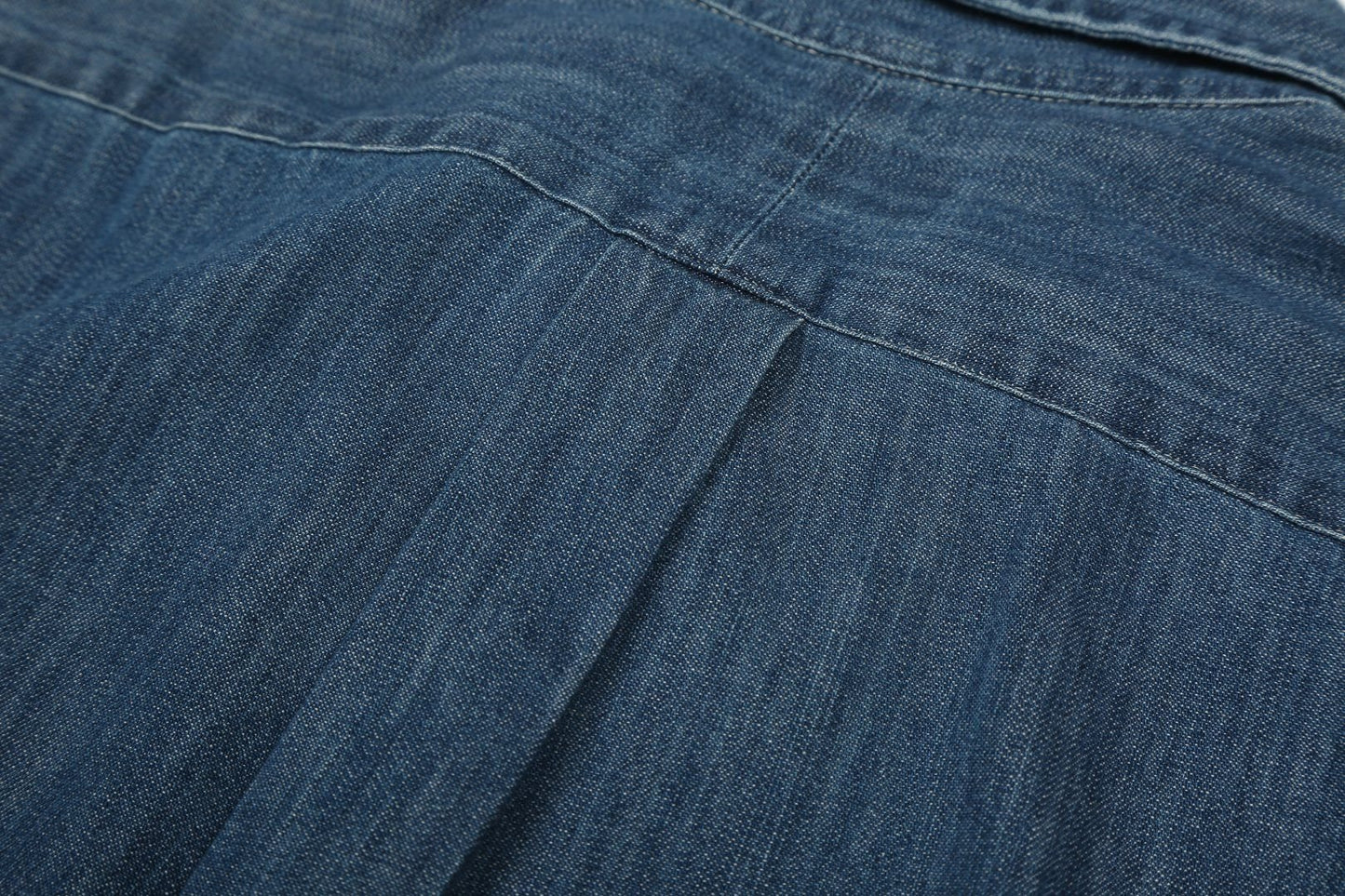 Test2-Ralph Lauren Slub Denim Short-Sleeve Button-Up Shirt — detail